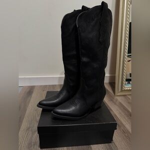 New Size 6 Black Women's Western Knee-High Boots